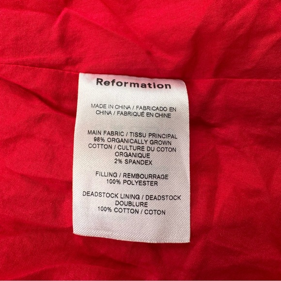 Reformation Buttercup Dress Women's Size 2 Red Organic Cotton Strapless Stretch - Picture 11 of 11